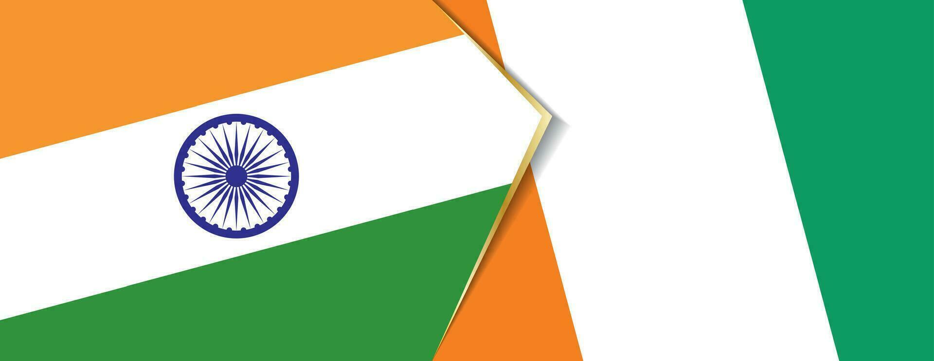 India and Ivory Coast flags, two vector flags.