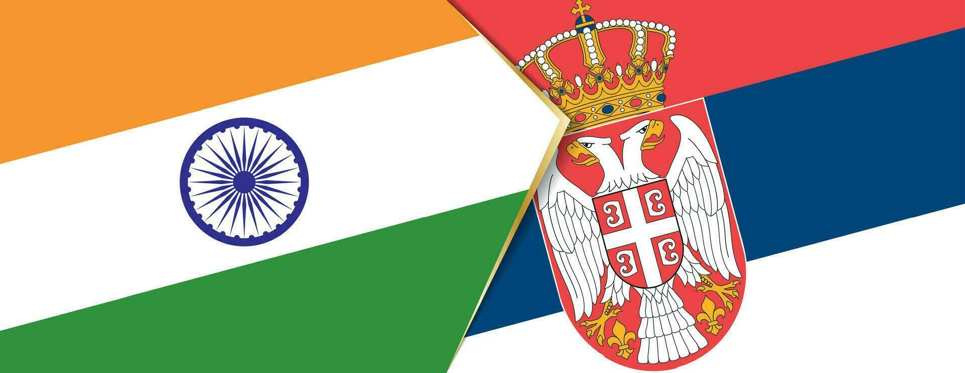 India and Serbia flags, two vector flags.