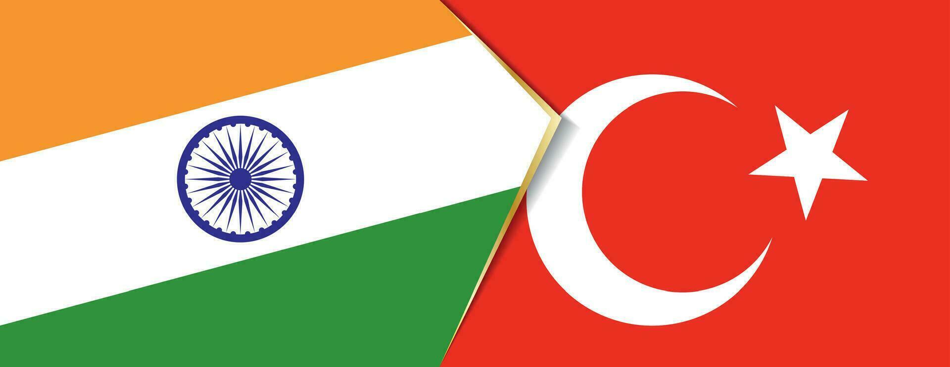 India and Turkey flags, two vector flags.