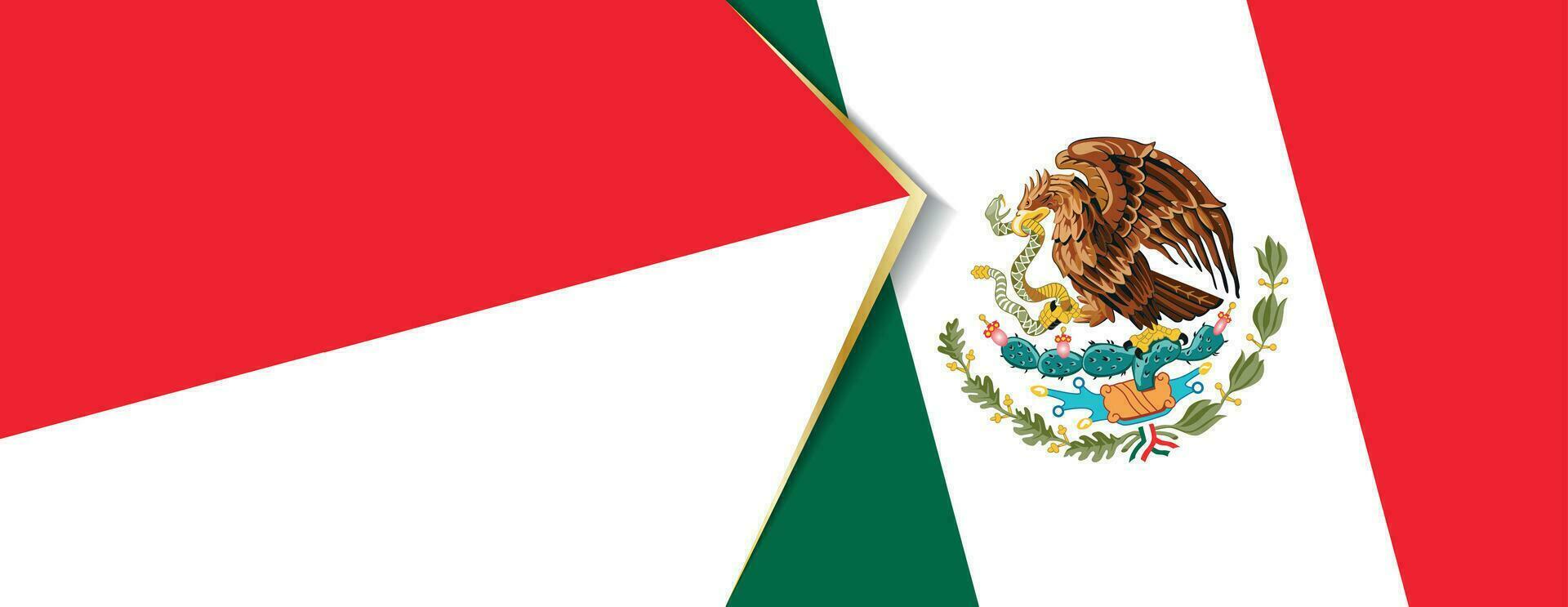 Indonesia and Mexico flags, two vector flags.