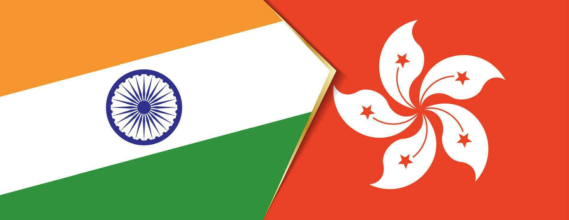 India and Hong Kong flags, two vector flags.