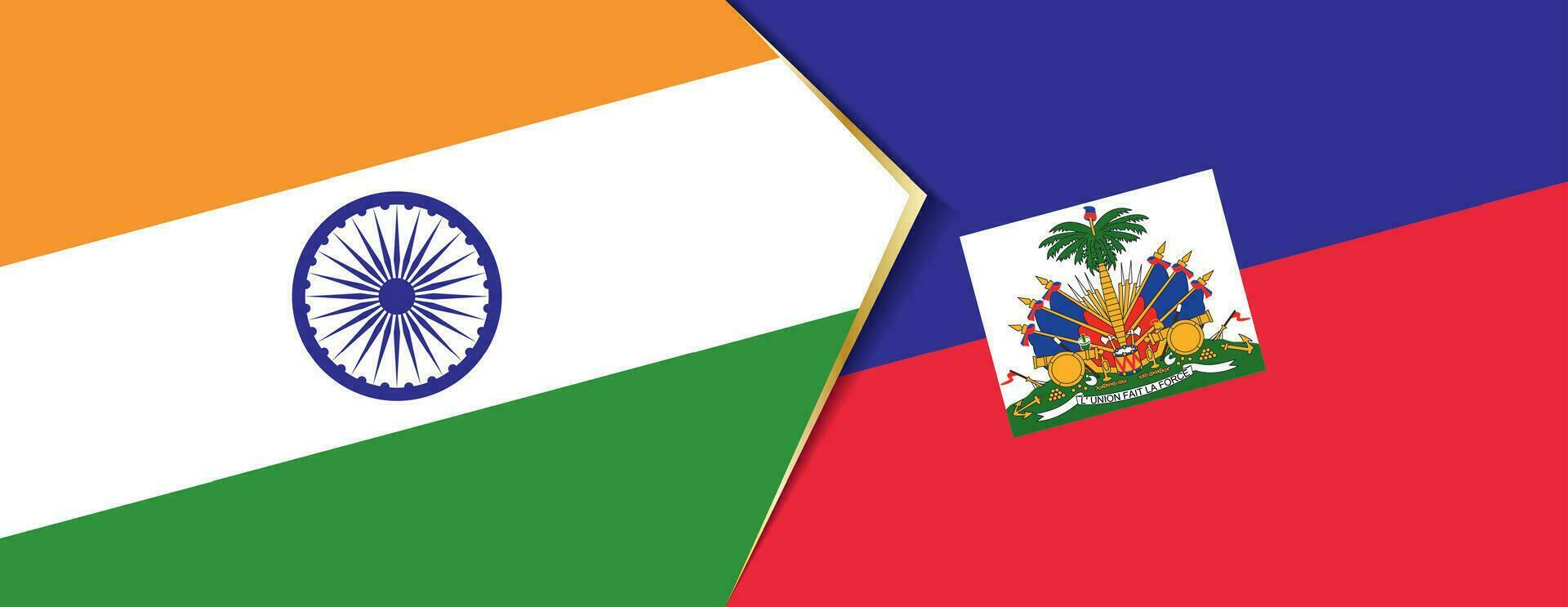 India and Haiti flags, two vector flags.