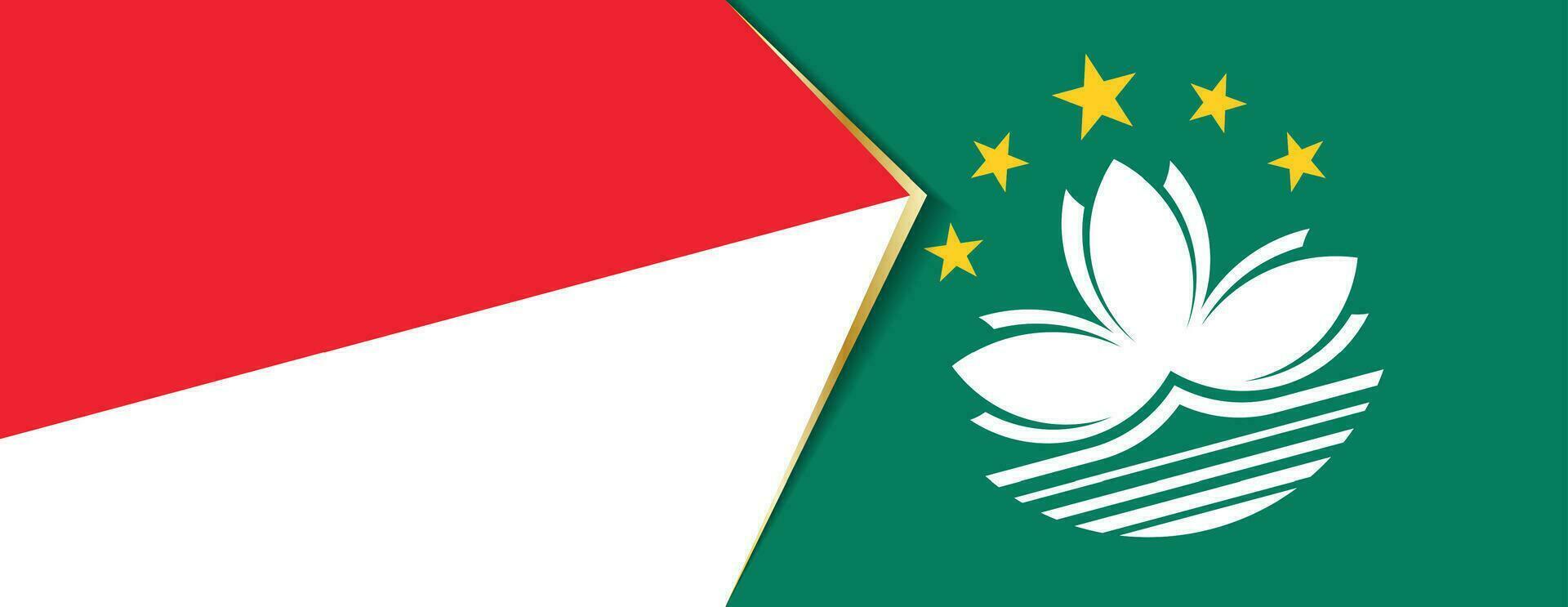 Indonesia and Macau flags, two vector flags.