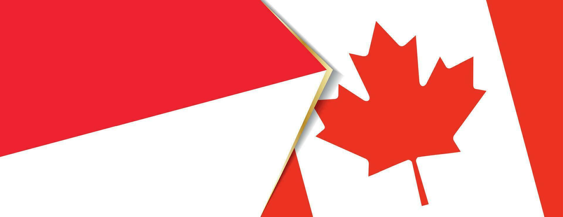 Indonesia y Canadá banderas, dos vector banderas