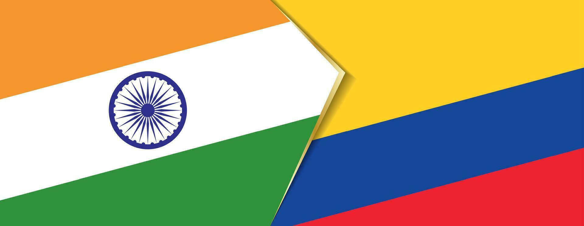 India y Colombia banderas, dos vector banderas