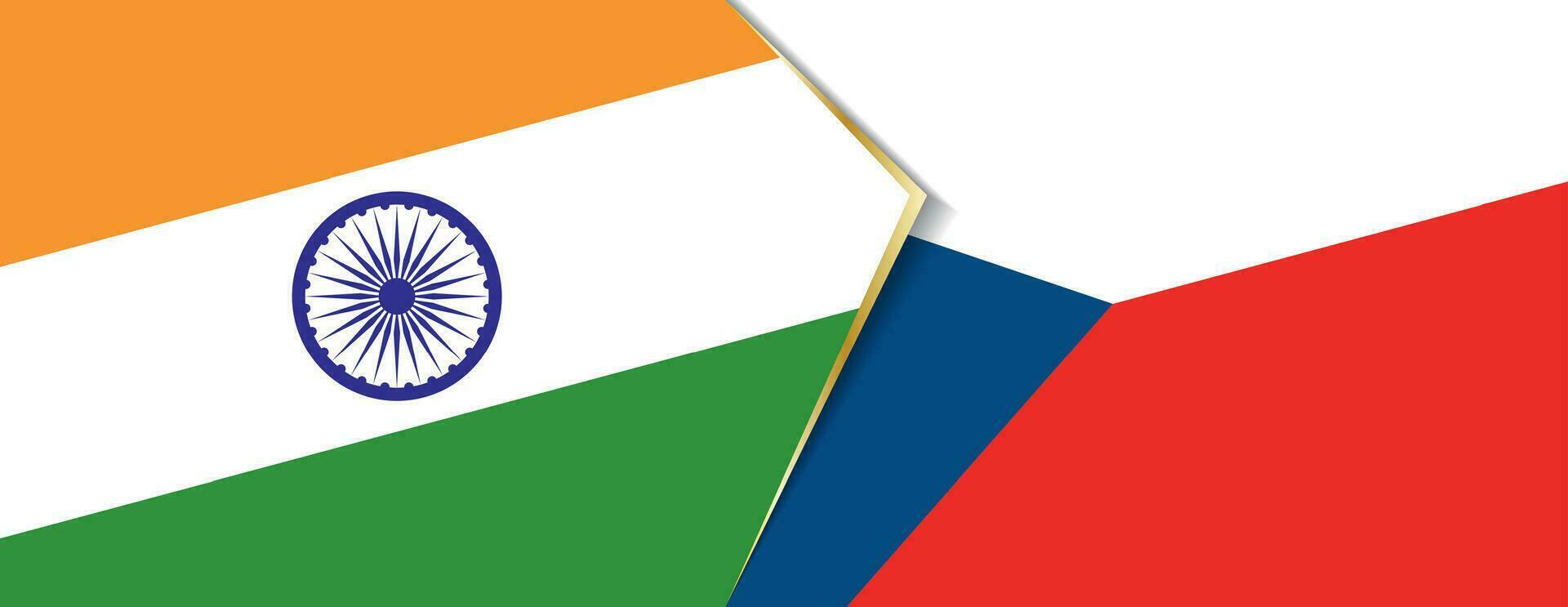 India and Czech Republic flags, two vector flags.