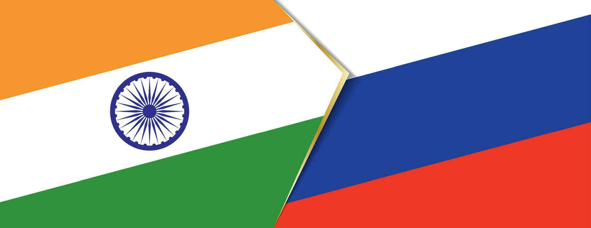 India and Russia flags, two vector flags.