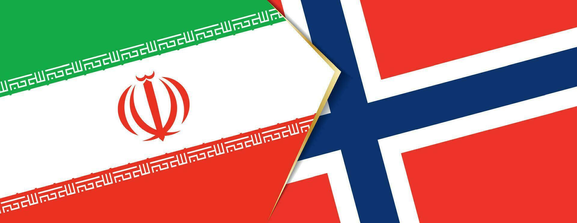 Iran and Norway flags, two vector flags.