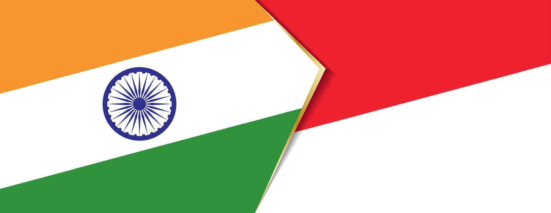 India and Indonesia flags, two vector flags.