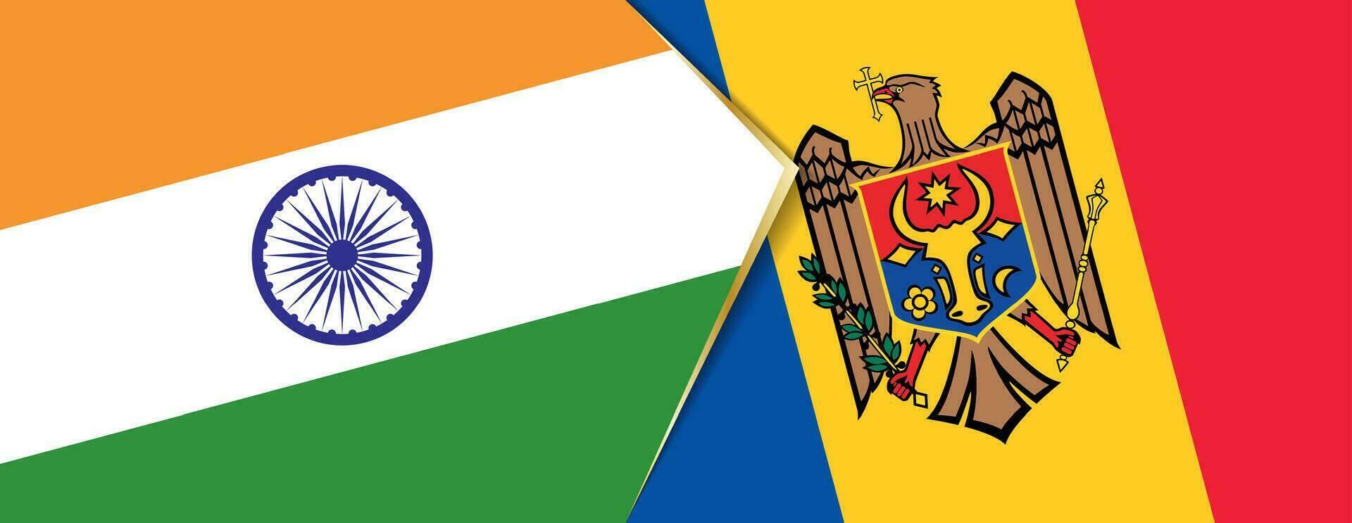 India and Moldova flags, two vector flags.