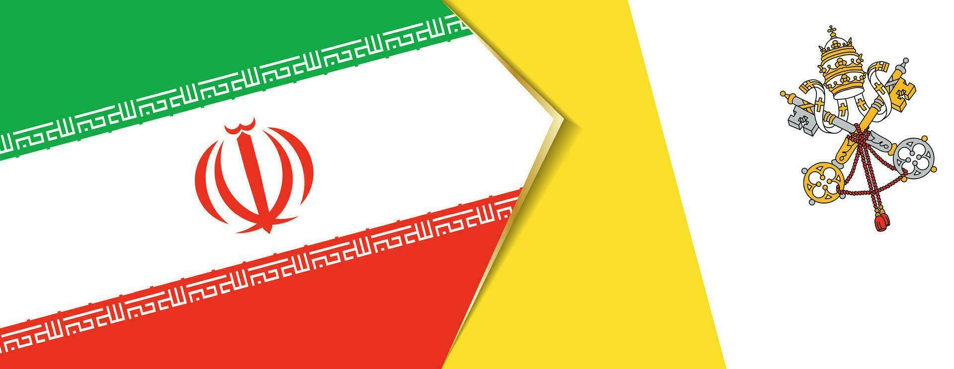 Iran and Vatican City flags, two vector flags.