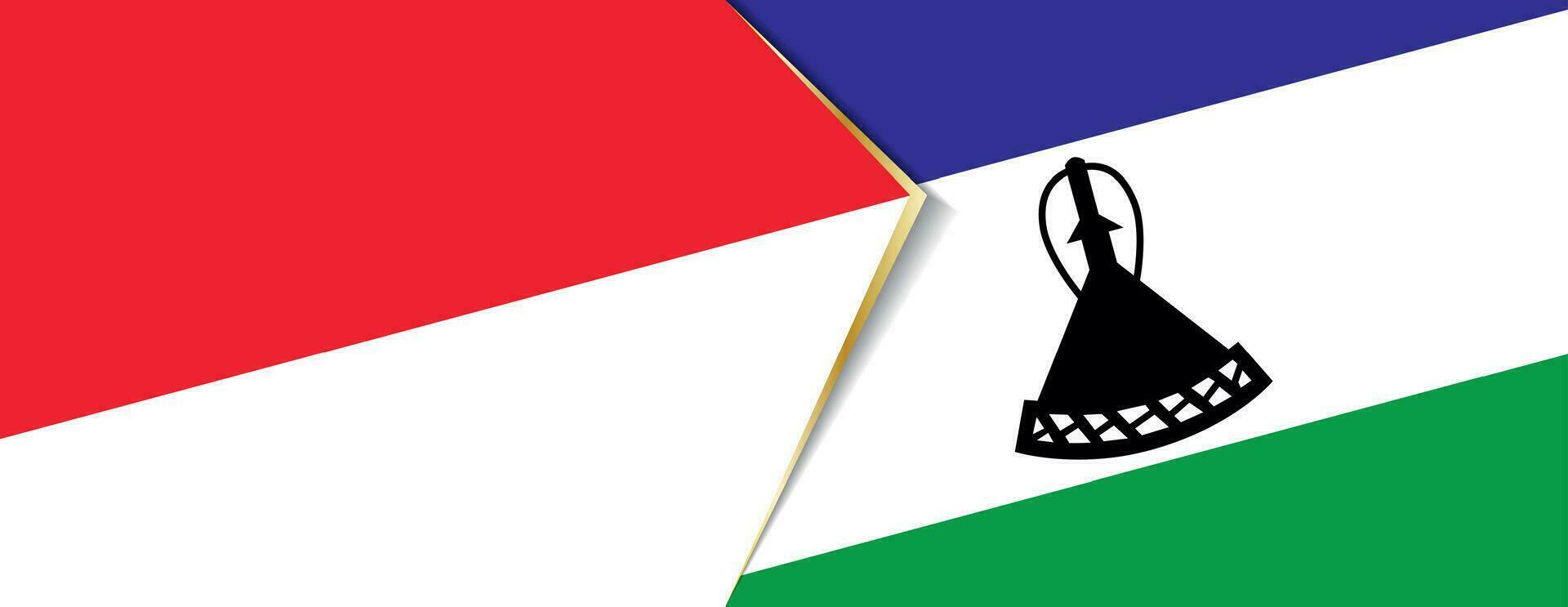 Indonesia and Lesotho flags, two vector flags.