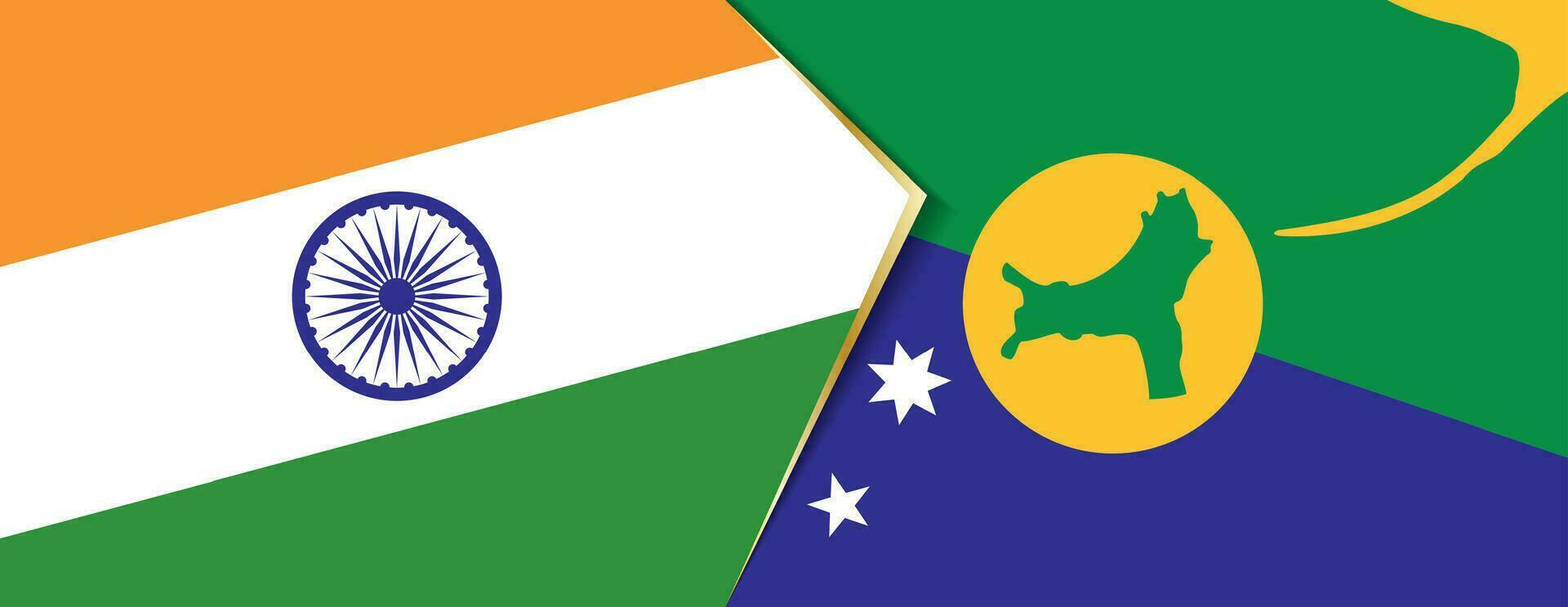 India y Navidad isla banderas, dos vector banderas