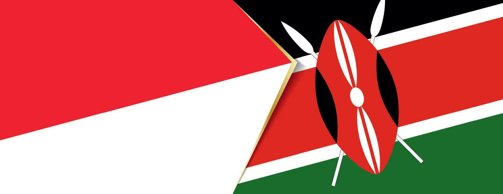 Indonesia and Kenya flags, two vector flags.