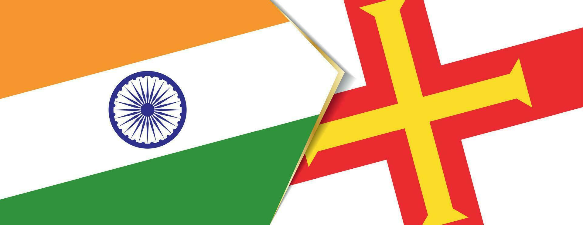 India and Guernsey flags, two vector flags.