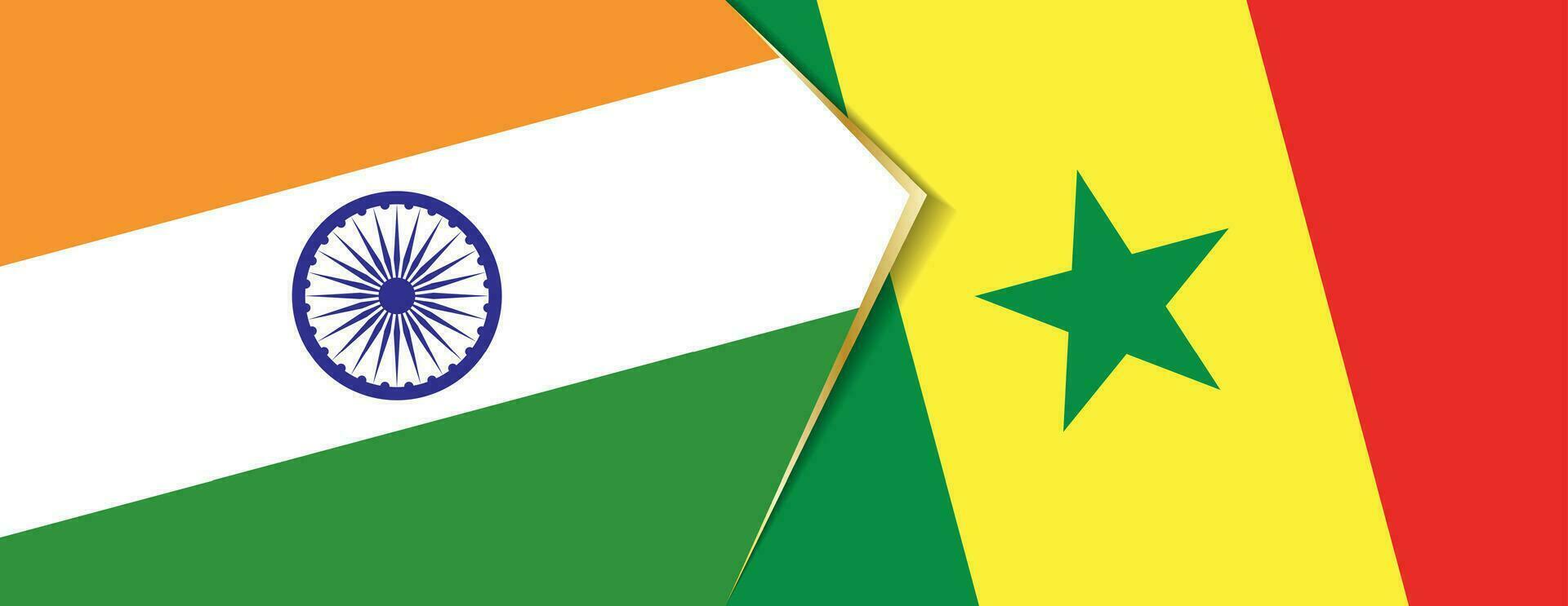 India and Senegal flags, two vector flags.