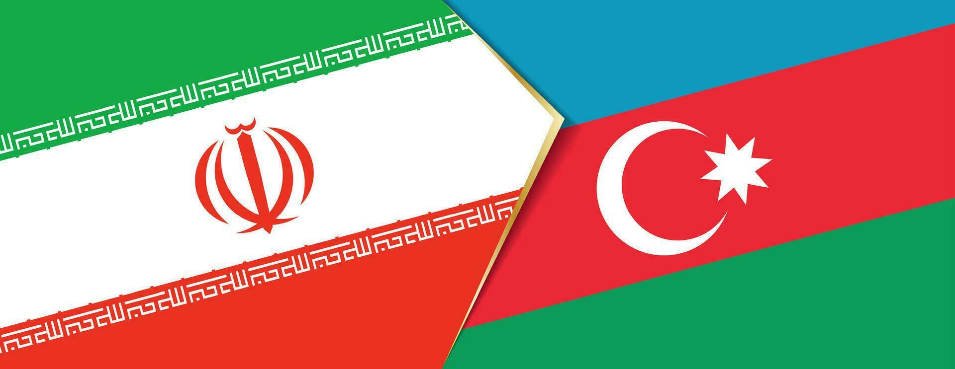 Iran and Azerbaijan flags, two vector flags.