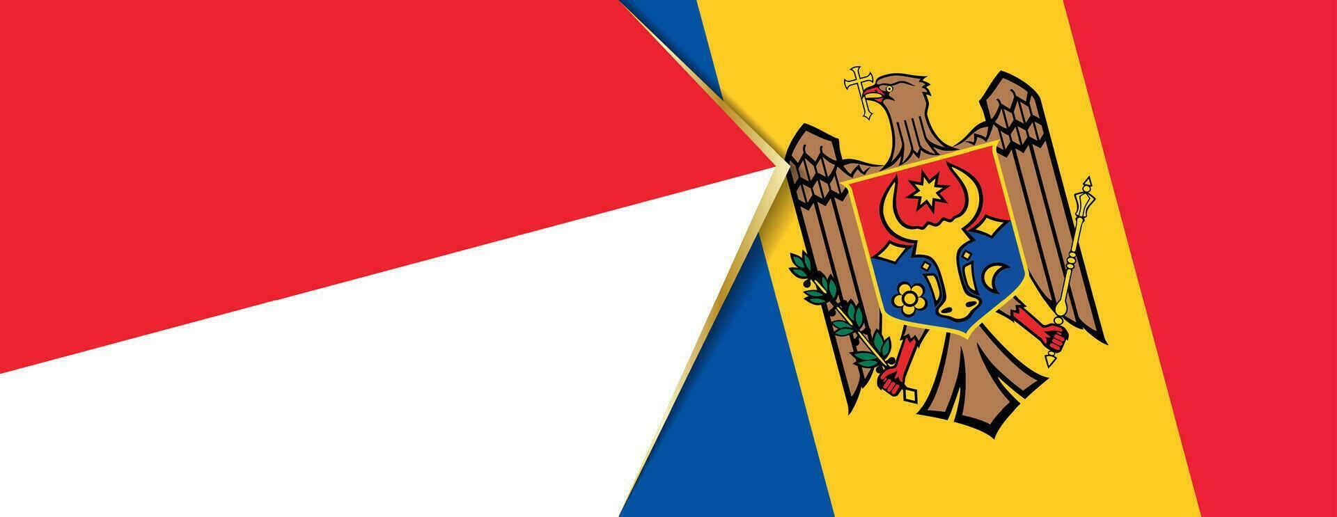 Indonesia and Moldova flags, two vector flags.