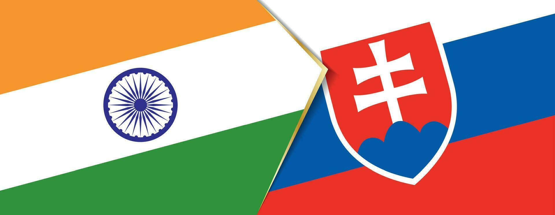India and Slovakia flags, two vector flags.