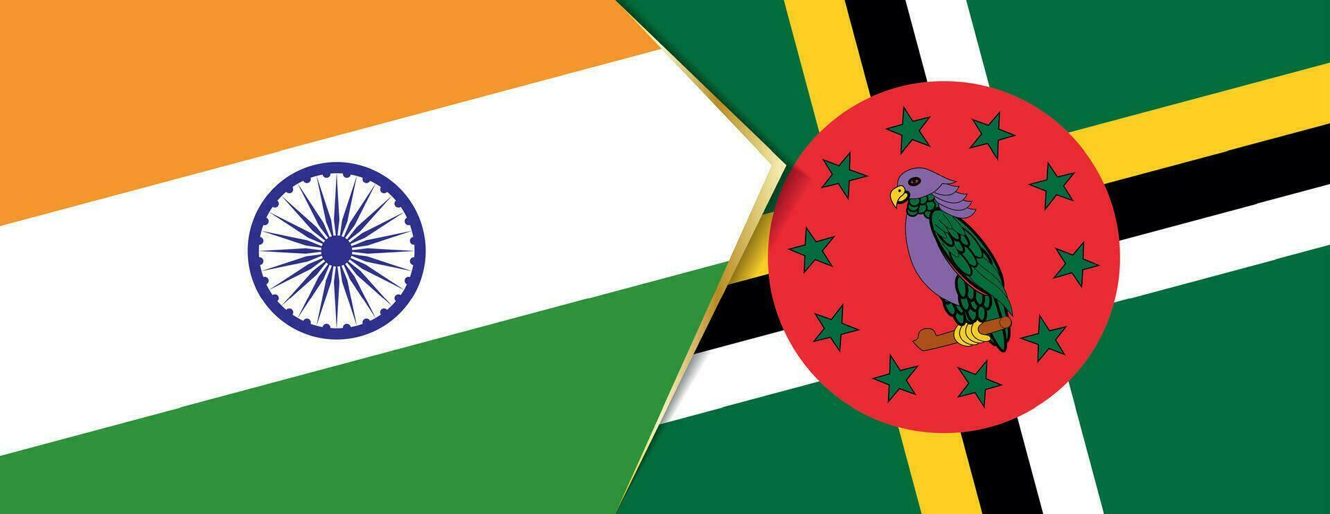 India and Dominica flags, two vector flags.