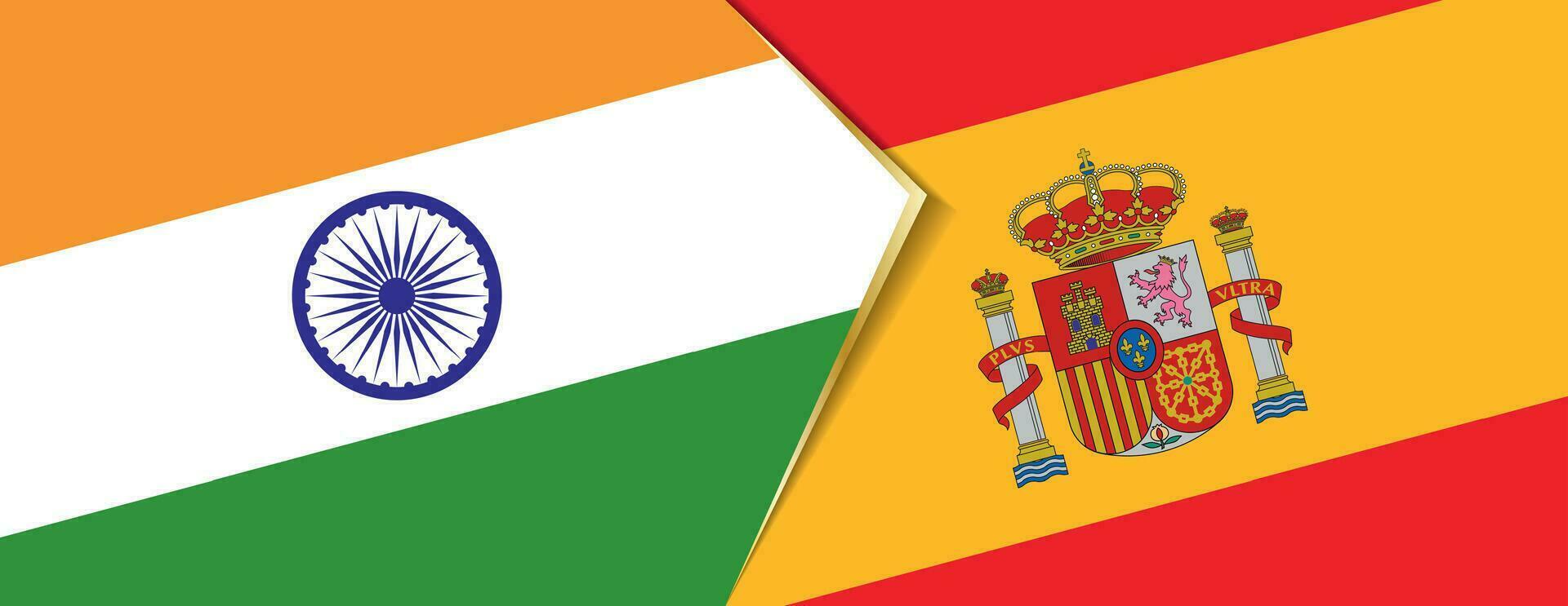 India and Spain flags, two vector flags.