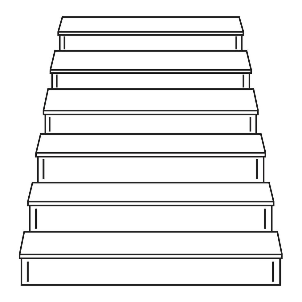 staircase for the house inside to the second floor, vector illustration, isolated black outline