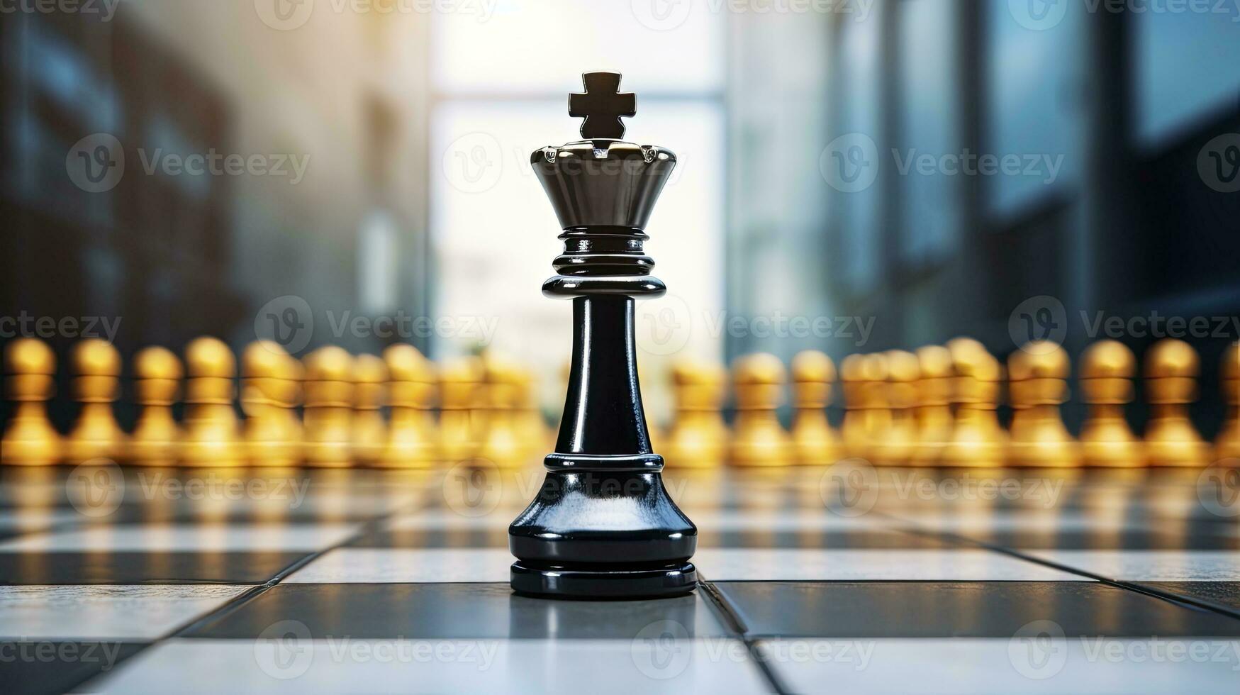 Chess King Dominating Over a Group of Chess Pieces. AI Generated photo