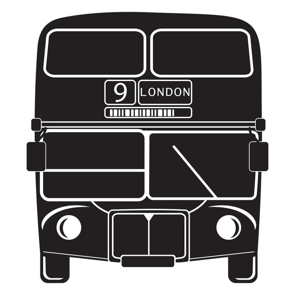 De dos pisos Londres autobús ciudad transporte De dos pisos Turismo contorno icono negro plantilla, silueta, vector ilustración