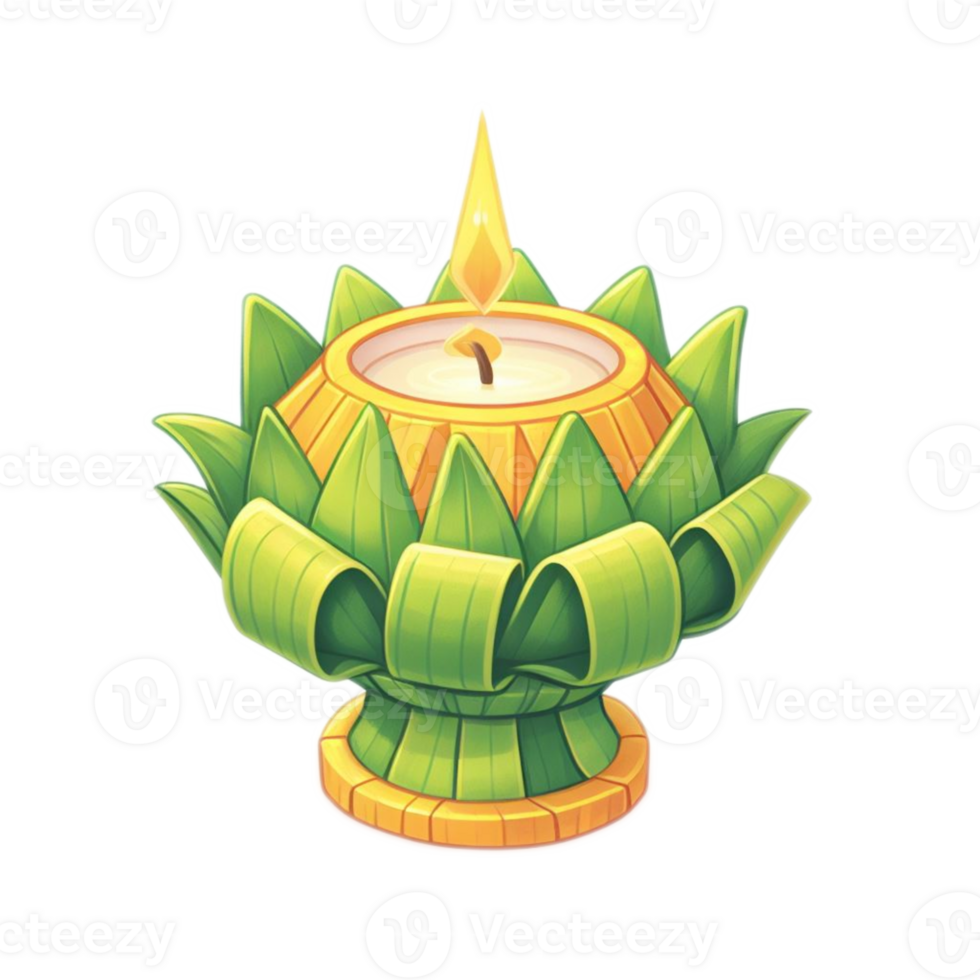 Thai Krathong made of banana leafs , watercolor AI generative png