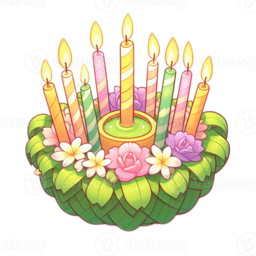 Thai Krathong made of banana leafs , watercolor AI generative png