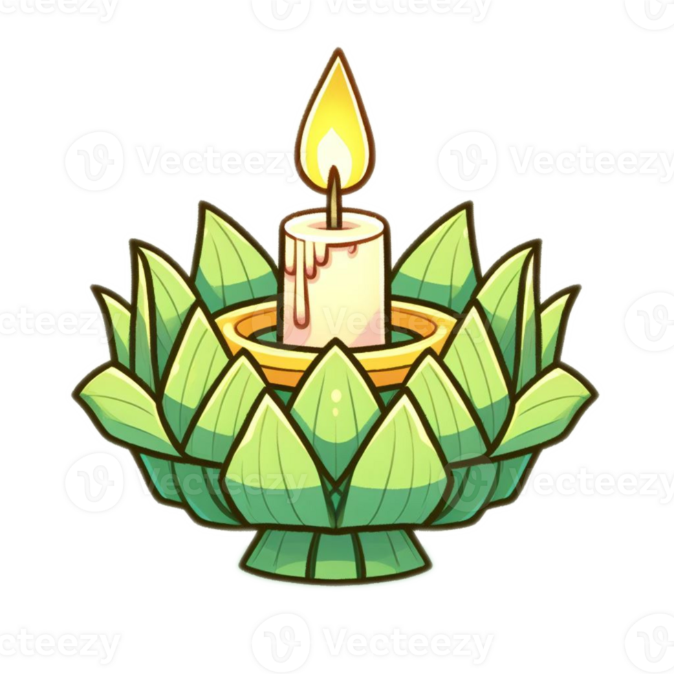 Thai Krathong made of banana leafs , watercolor AI generative png