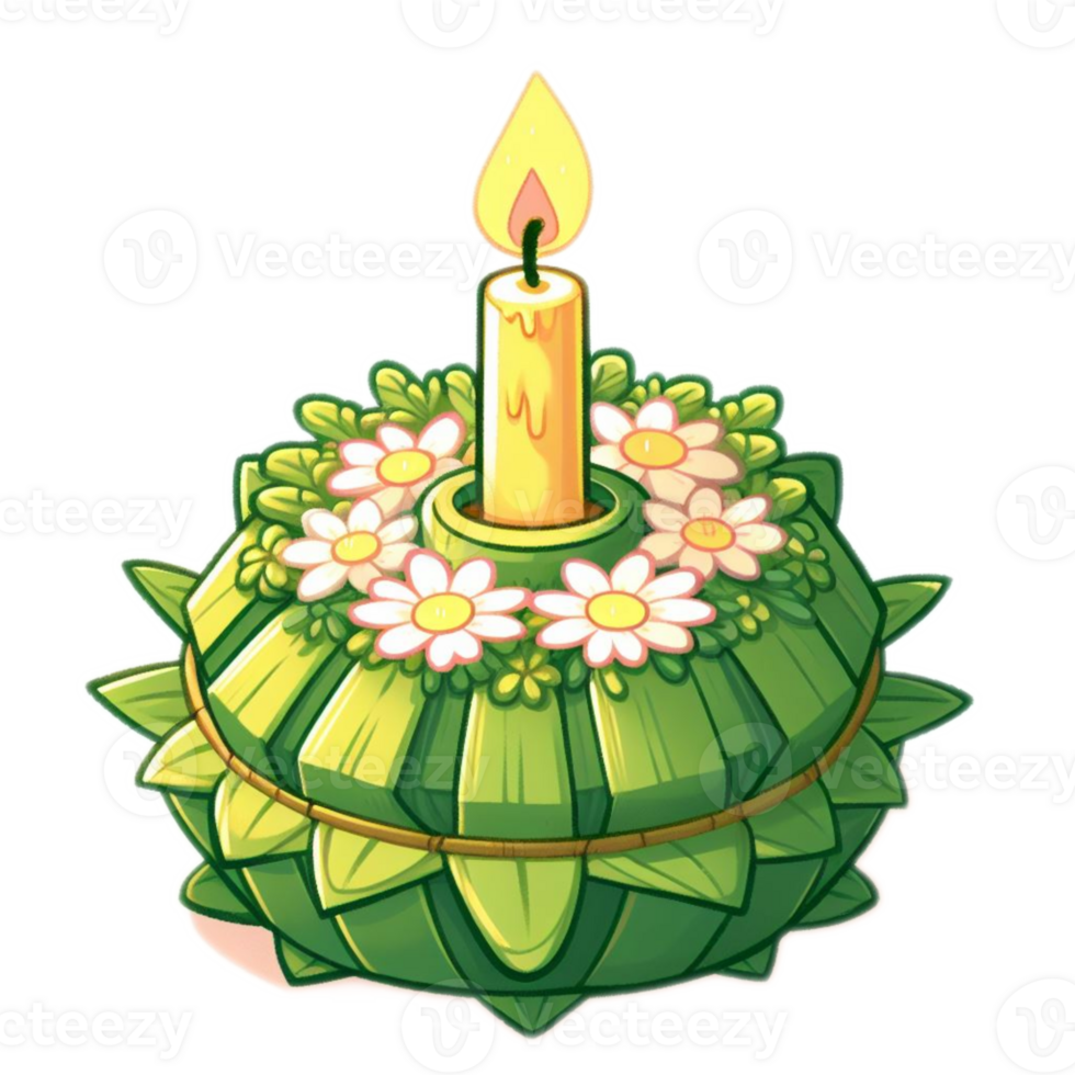 Thai Krathong made of banana leafs , watercolor AI generative png