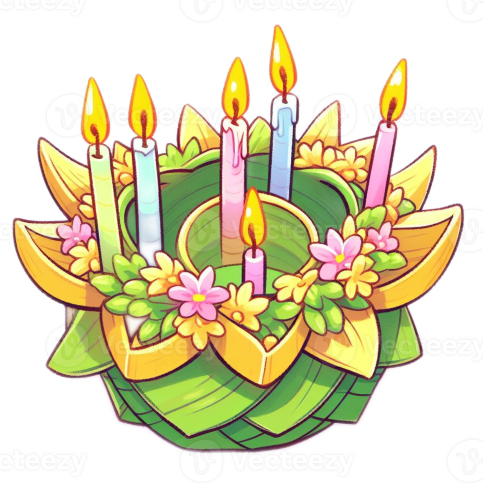 Thai Krathong made of banana leafs , watercolor AI generative png