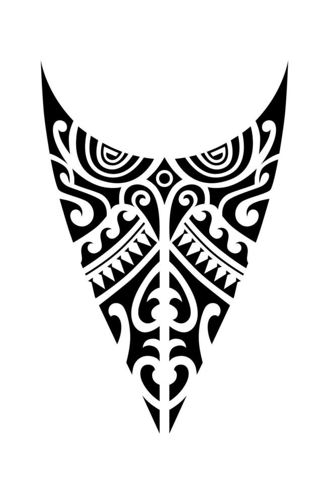 Bottom lower part of tattoo sketch maori style for leg or shoulder. Black and white vector