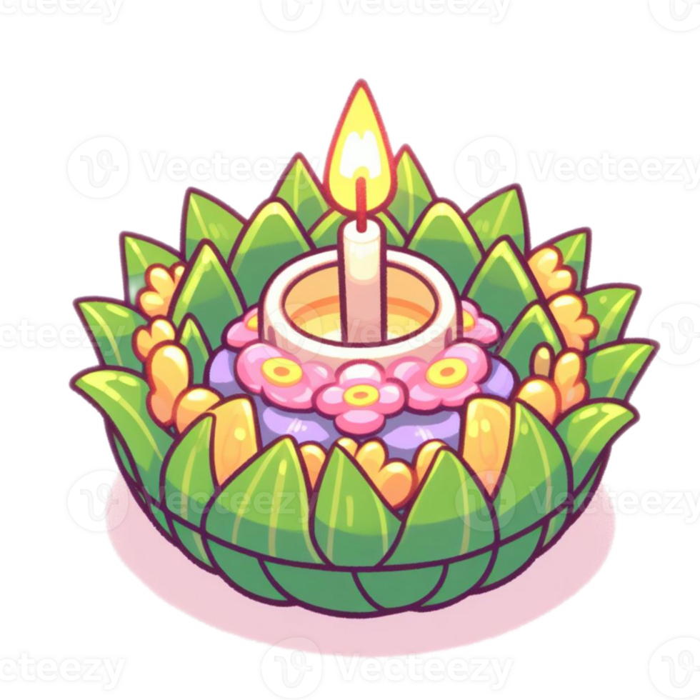 Thai Krathong made of banana leafs , watercolor AI generative png