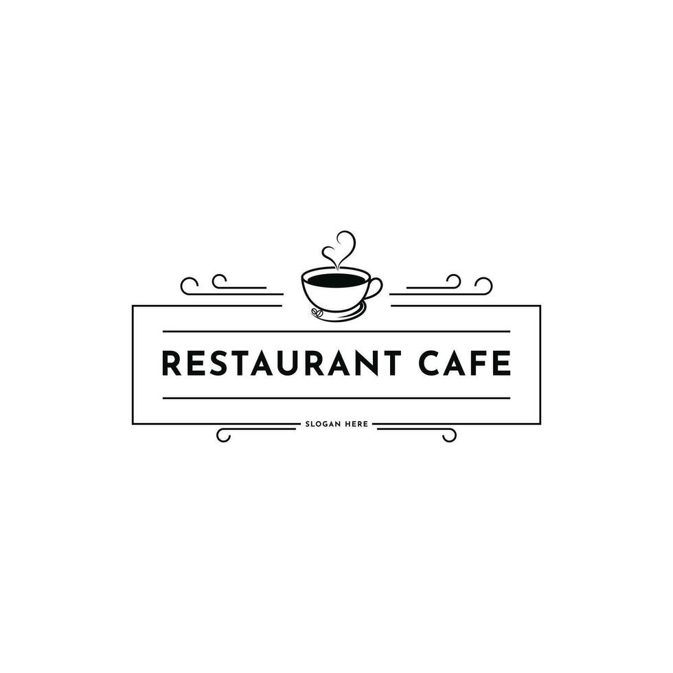 Coffee cup logo design label for restaurant coffee shop vintage retro style vector