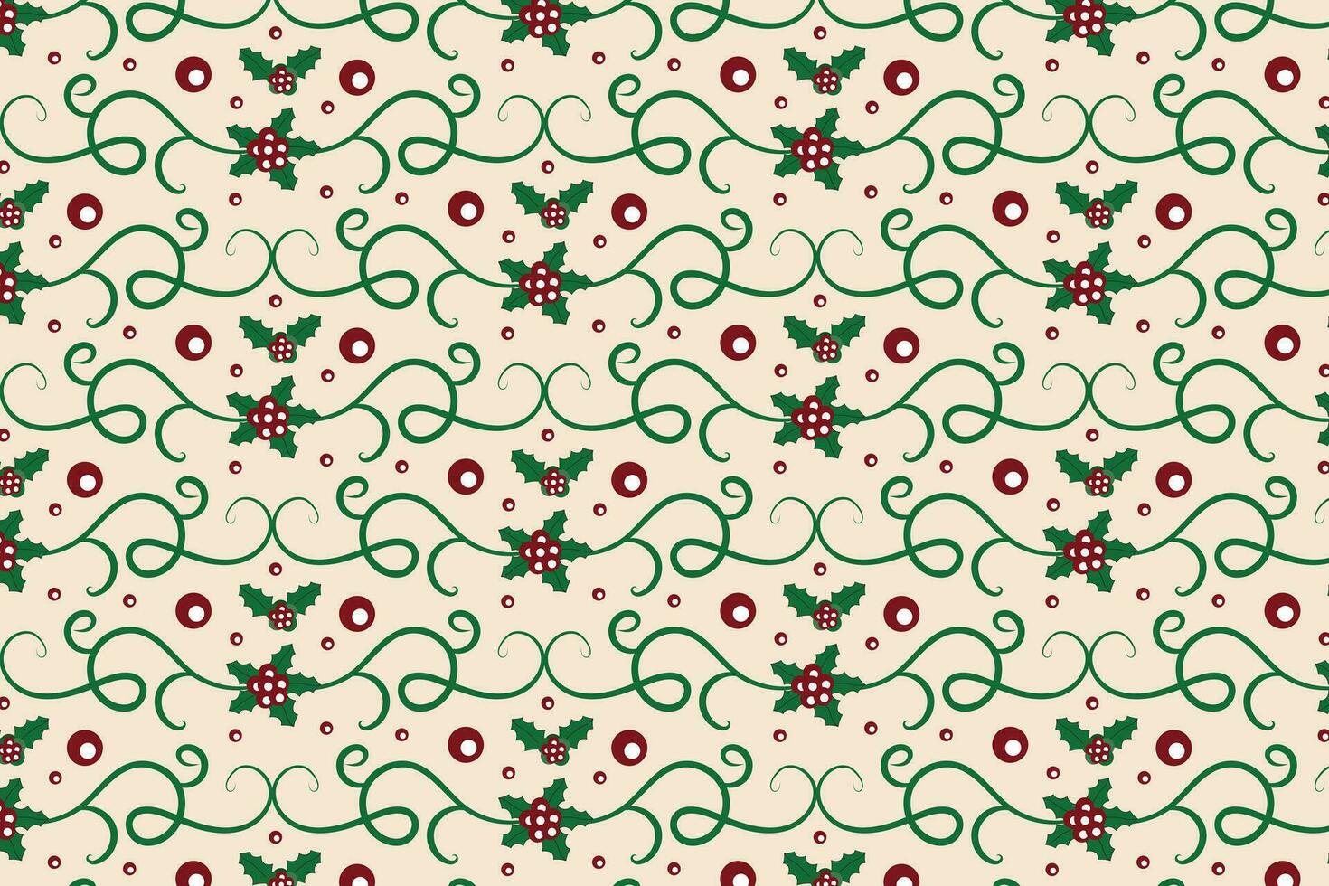 Navidad florece remolinos acebo hojas sin costura patrón, invierno vibraciones baya hoja moderno Navidad patrón, fiesta verde florido Navidad patrón, envase papel fiesta acebo impresión tela vector