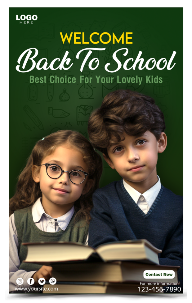 Back to school instagram and facebook story template psd