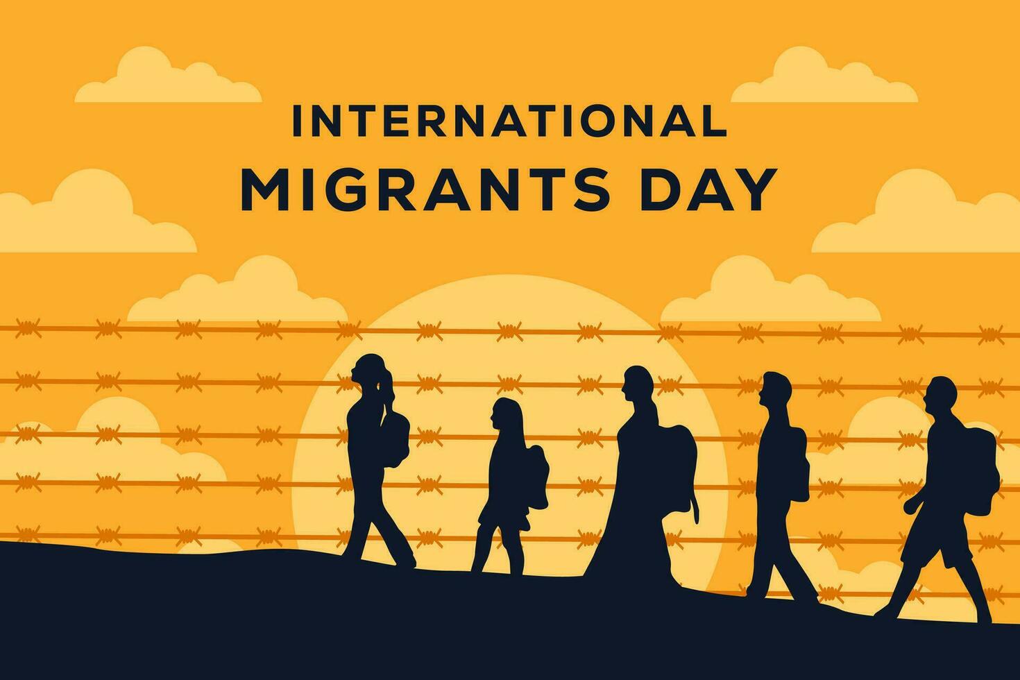 flat international migrants day background illustration vector