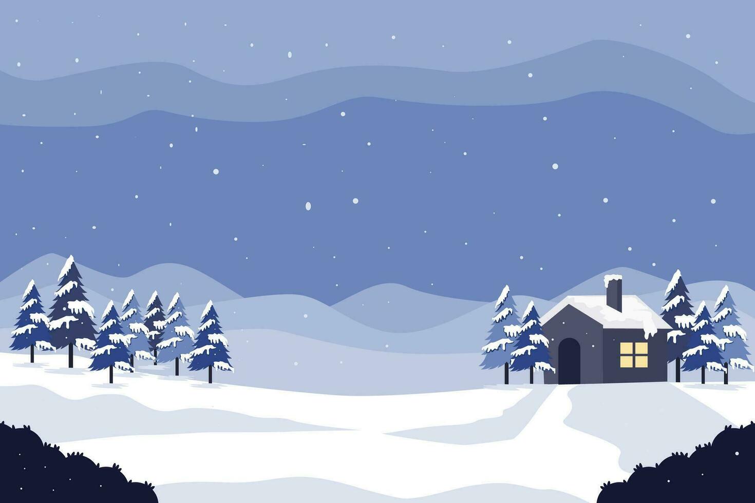 invierno paisaje antecedentes ilustración en plano diseño vector