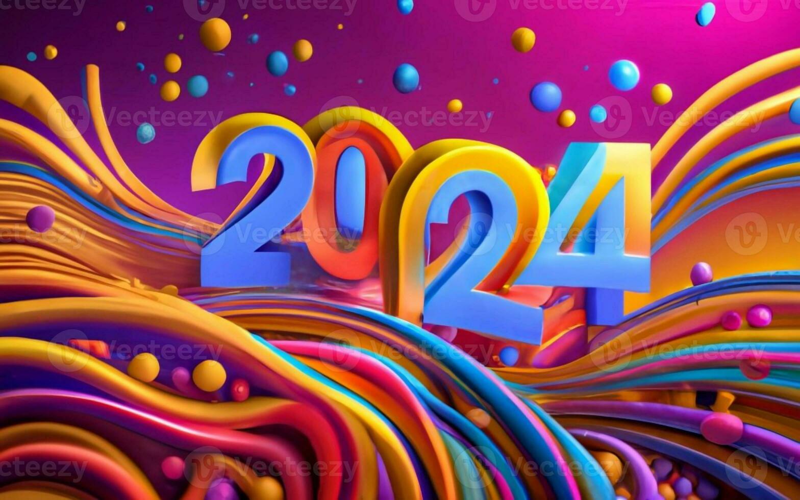 Celebrate 2024 Happy New Year  Coming AI Generative photo