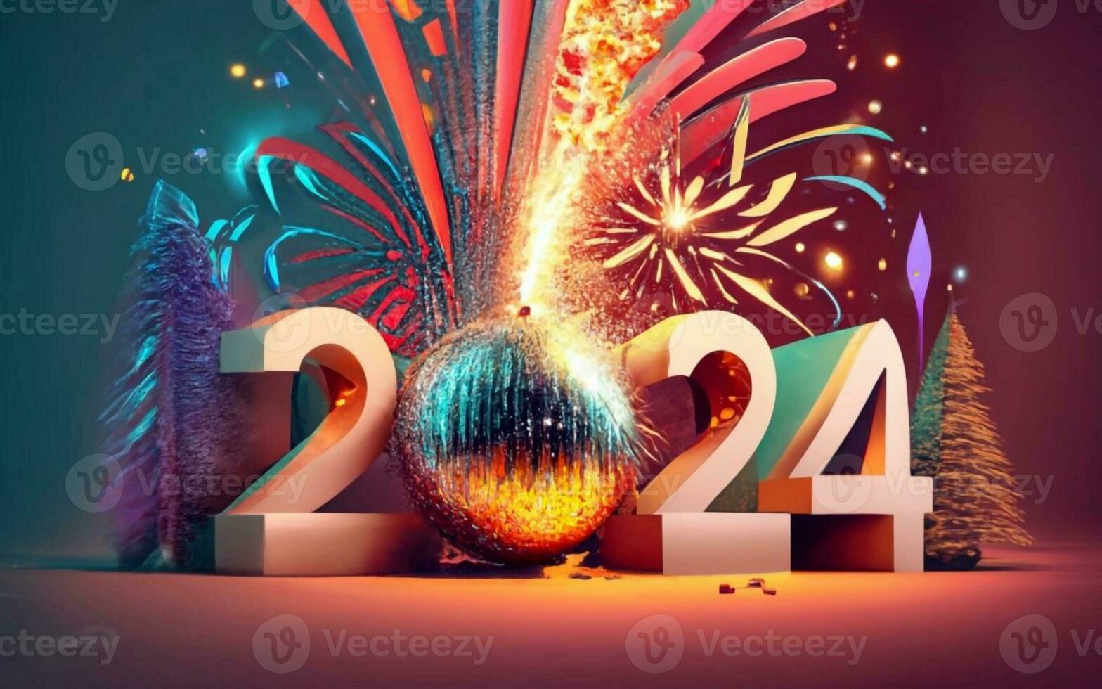 Celebrate 2024 Happy New Year  Coming AI Generative photo