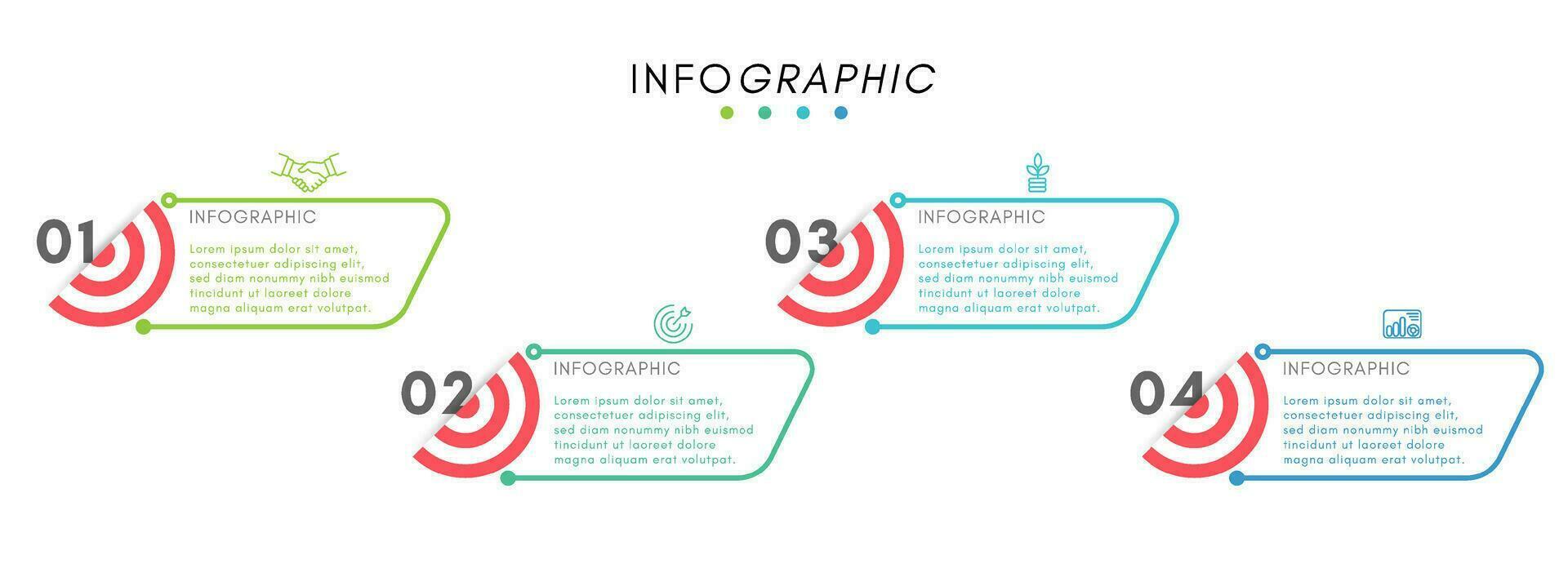 Business infographic label design template with icons and 4 goals, Vector for business targets setting.