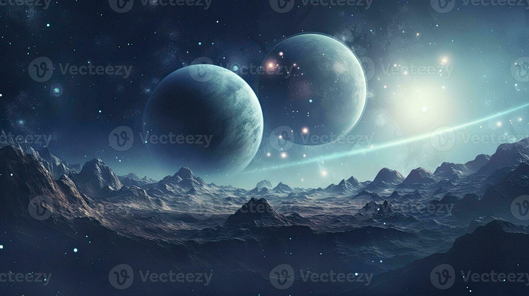Abstract Planet and Cosmic Space Background. AI Generated photo