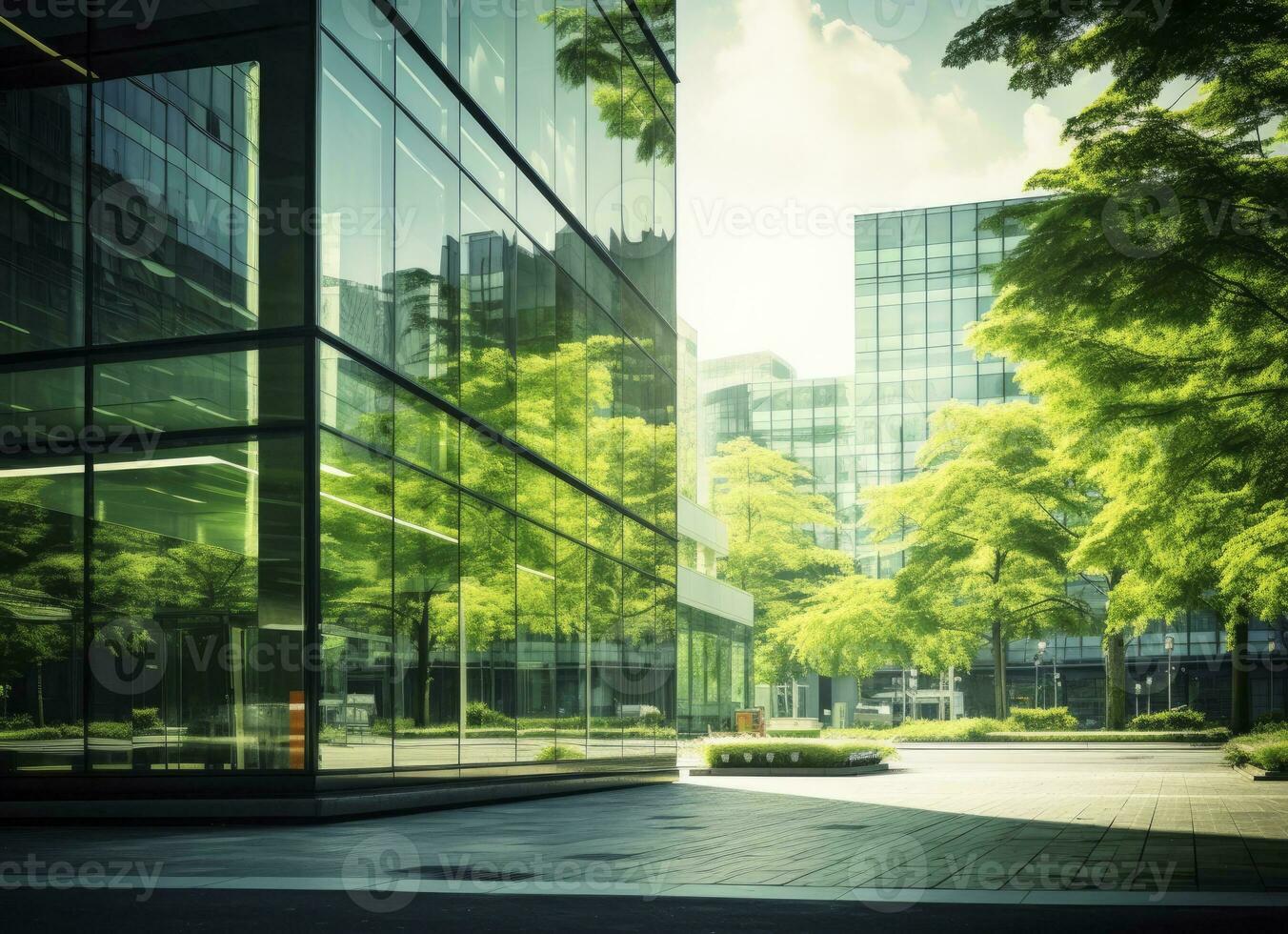 A Blend of Japanese Natural Scenery and Urban design eco-friendly architecture. AI Generated photo