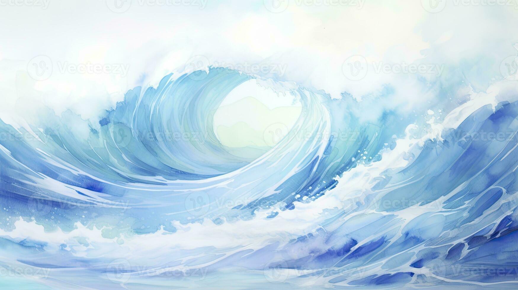 Abstract Watercolor Wave A Fresh and Cheerful Summer Concept Background. AI Generated photo