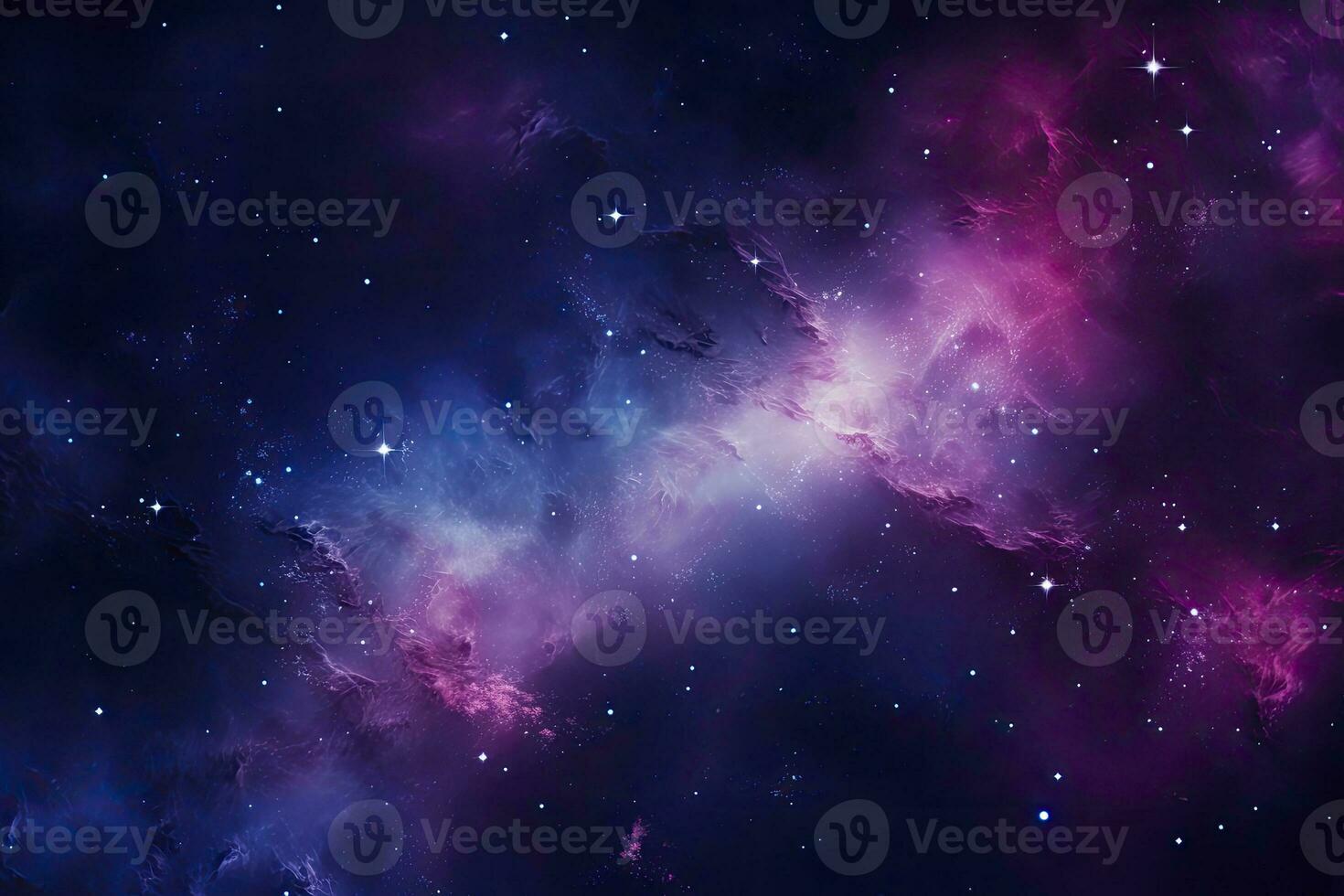 The Milky Way in Purple Hues with Stars, Set Against a Dark Sky-Blue and Light Brown Palette. AI Generated photo