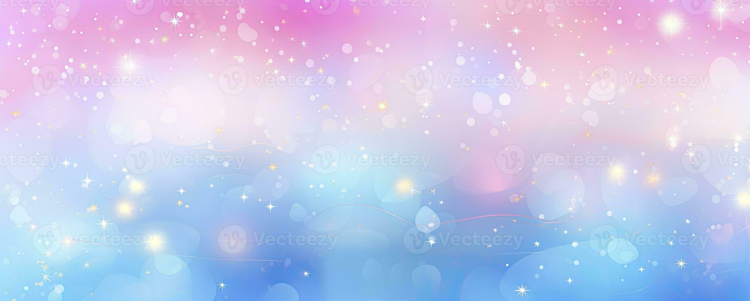 Pink and Blue Starry Bokeh Pattern on a White Space Background with Light Amber and Sky-Blue Tones. AI Generated photo