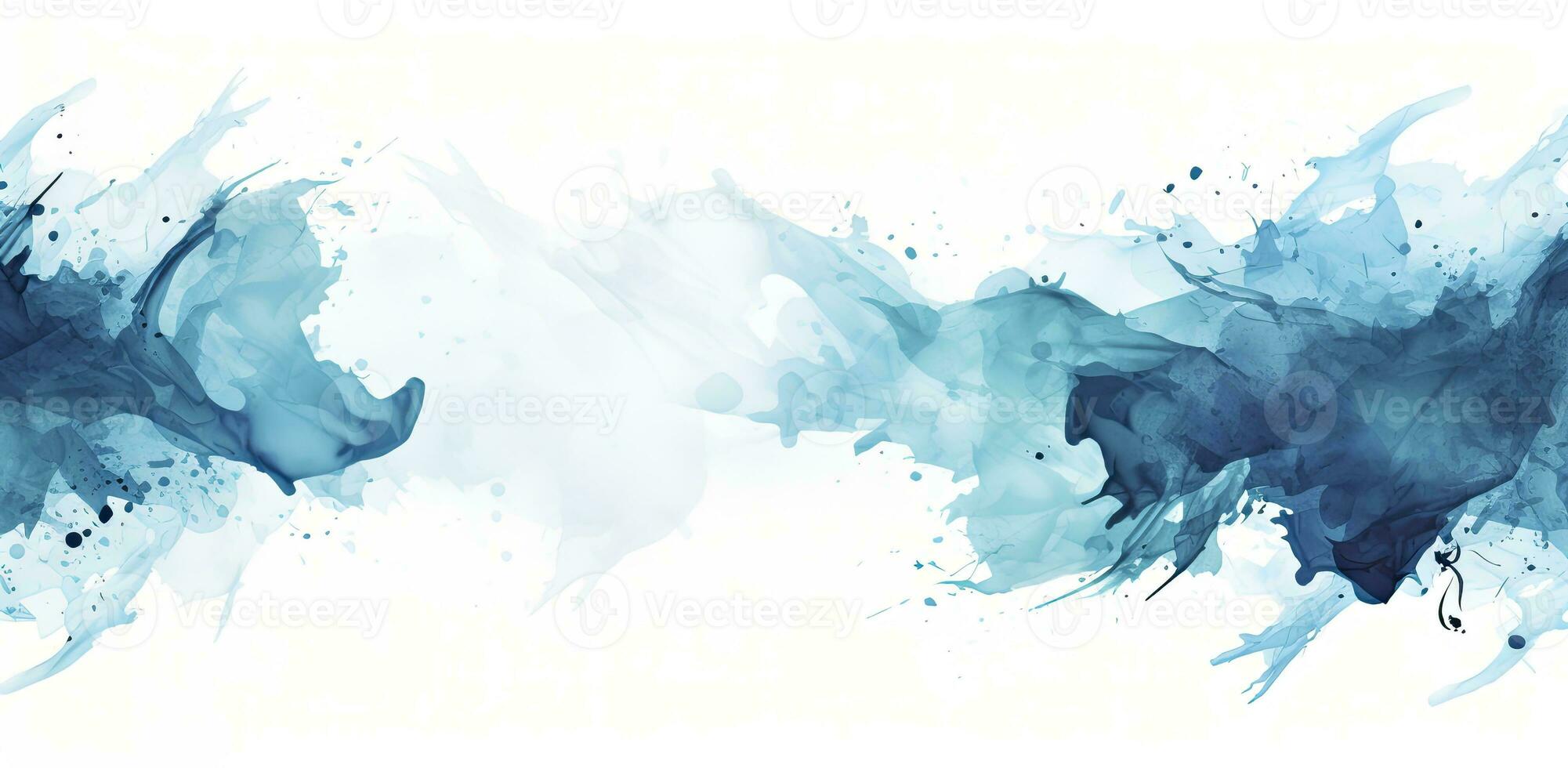 Blue Watercolor Splatter on White Background. AI Generated photo