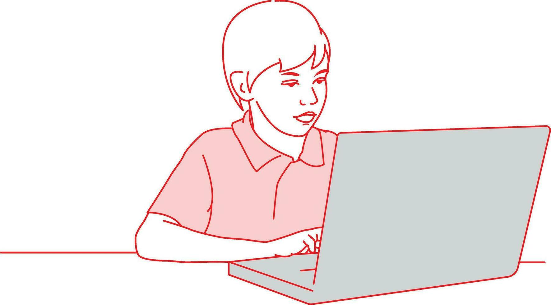 Busy Working With Laptop Line Art Free Line Art Illustration vector